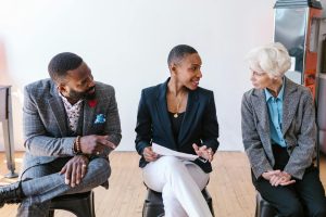 People Talking while Sitting